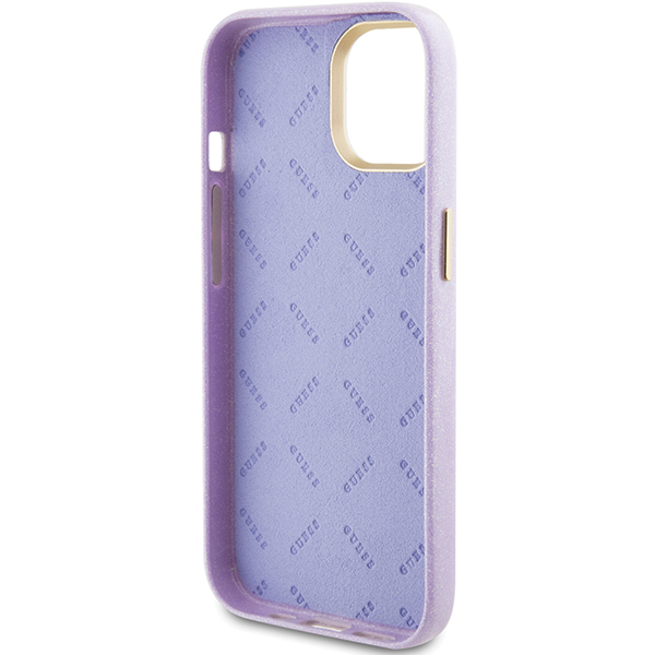 Guess GUHCP15LPGMCSL iPhone 15 Pro 6.1″ alyvinis kietas dėklas Glitter Glossy Script aprašymas - Prekės nuotrauka