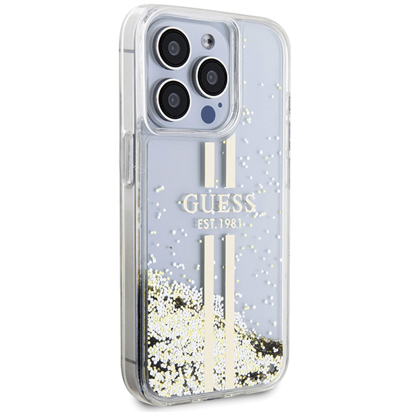 Guess GUHCP15MLFCSEGT Apple iPhone 15 Plus /14 Plus 6.7″ skaidrus kietas dėklas Liquid Glitter Gold Stripes aprašymas - Prekės nuotrauka Guess GUHCP15MLFCSEGT Apple iPhone 15 Plus /14 Plus 6.7″ skaidrus kietas dėklas Liquid Glitter Gold Stripes aprašymas - Prekės nuotrauka