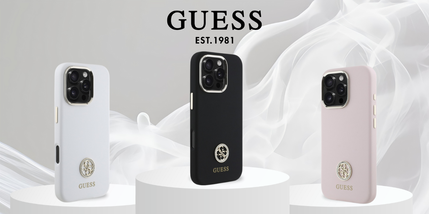 Guess GUHCP16LM4DGPP Apple iPhone 16 Pro 6.3" dėklas telefonui rožinės spalvos Silikoninis Logo Strass 4G aprašymas - Prekės nuotrauka