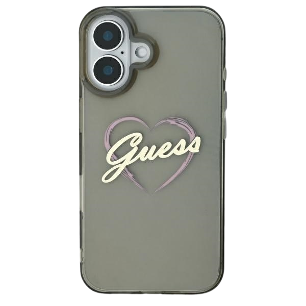 Guess GUHCP16MHCHGSPK iPhone 16 Plus 6.7″ juodos spalvos kietas dėklas IML Heart aprašymas - Prekės nuotrauka