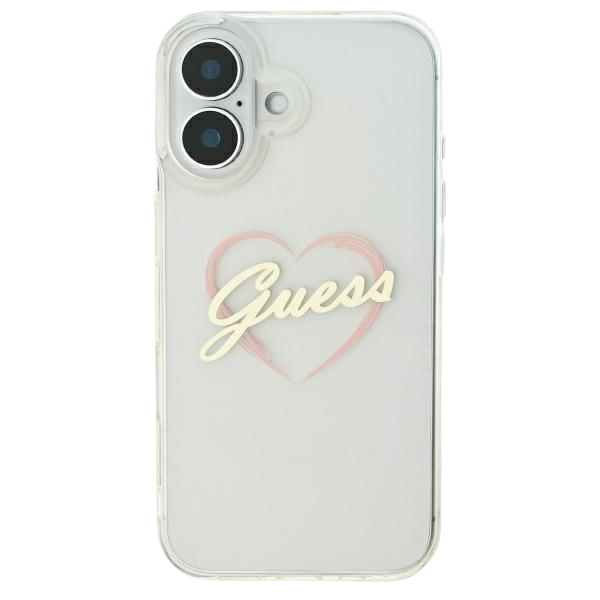 Guess GUHCP16MHCHGSPT Apple iPhone 16 plus 6.7″ skaidrus kietas dėklas IML Heart aprašymas - Prekės nuotrauka