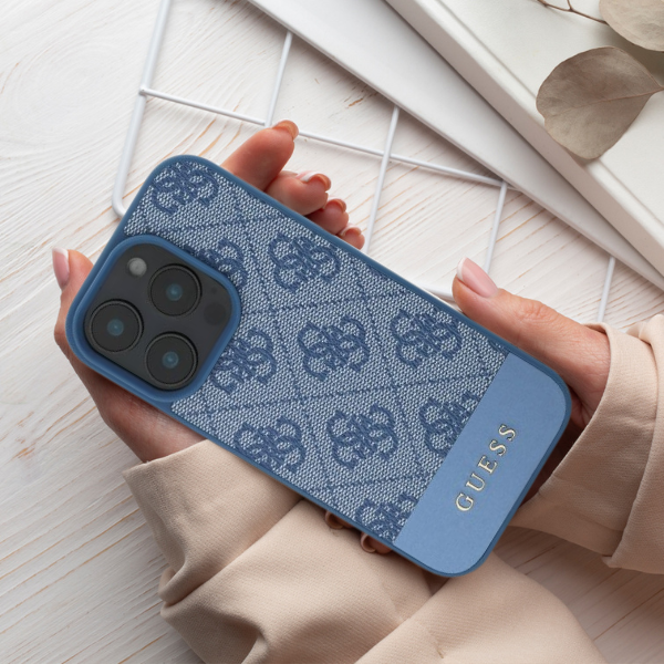 Guess GUHCP16SG4GLPI Apple iPhone 16 6.1″ rožinės spalvos harddėklas 4G Bottom Stripe aprašymas - Prekės nuotrauka