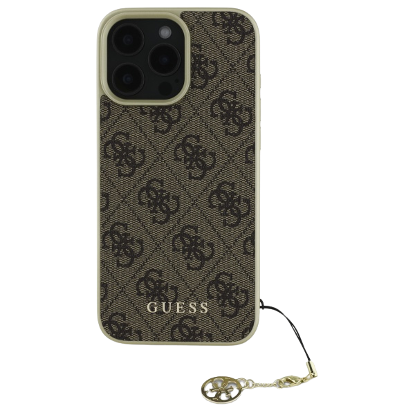 Guess GUHCP16SGF4GBR Apple iPhone 16 6.1″ rudos spalvos kietas dėklas 4G Charms Collection aprašymas - Prekės nuotrauka