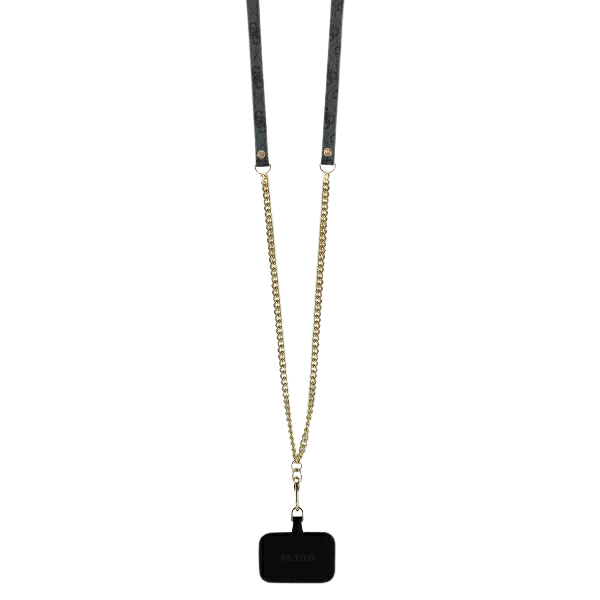 Guess GUHCP16SP4TDSCPB iPhone 16 6,1 col. mėlynas kietas dėklas su odos metalo logotipu ir „Strass