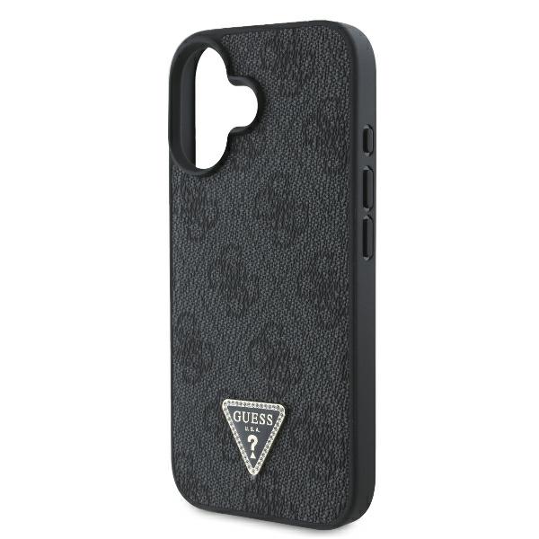 Guess GUHCP16SP4TDSCPK Apple iPhone 16 6.1″ juodos spalvos kietas dėklas Leather Metal Logo Strass Crossbody aprašymas - Prekės nuotrauka