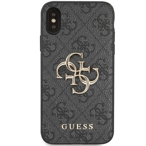 Guess GUHCPX4GMGGR Apple iPhone X/XS pilkas kietas dėklas 4G Big Metal Logo aprašymas - Prekės nuotrauka