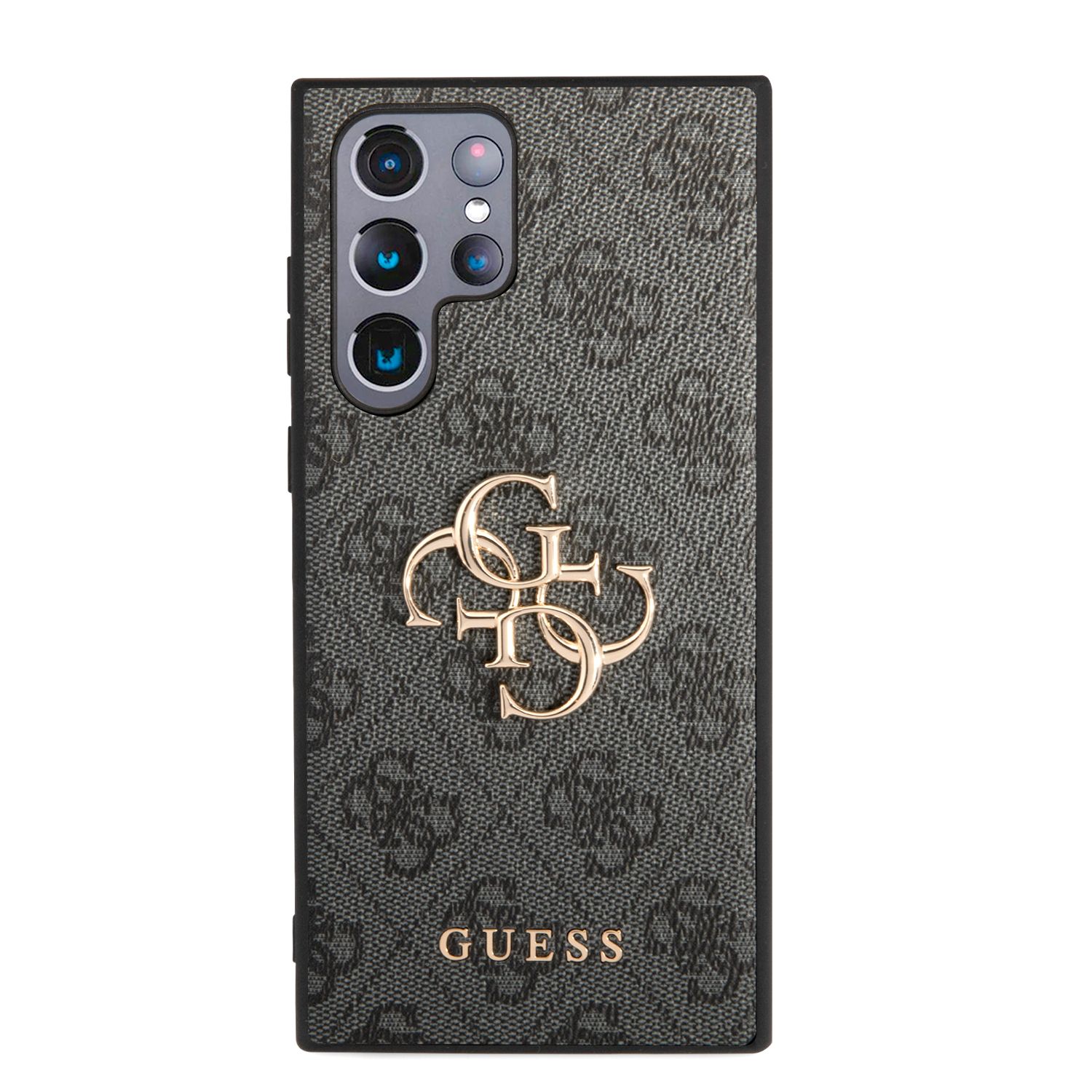Guess GUHCS22L4GMGGR S908 S22 Ultra pilkas kietas dėklas 4G Big Metal Logo aprašymas - Prekės nuotrauka