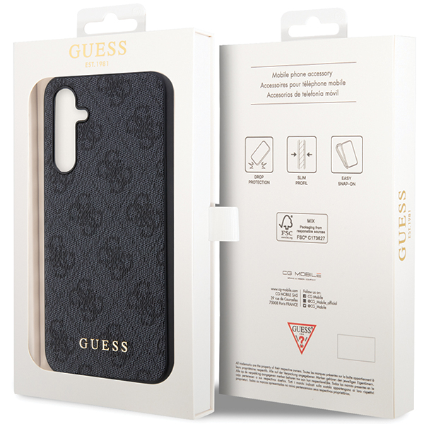 Guess GUHCS23FEG4GFGR S23 FE S711 pilkas kietas dėklas 4G Metal Gold Logo aprašymas - Prekės nuotrauka
