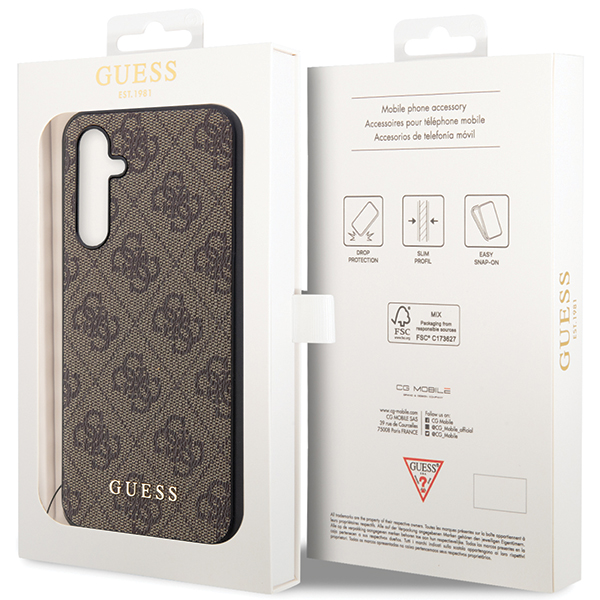 Guess GUHCS23FEGF4GBR S23 FE S711 rudos spalvos kietas dėklas 4G Charms Collection aprašymas - Prekės nuotrauka