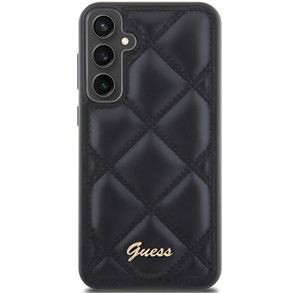 Guess GUHCS23FEPSQSQSK S23 FE S711 juodos spalvos kietas dėklas Quilted Metal Logo aprašymas - Prekės nuotrauka
