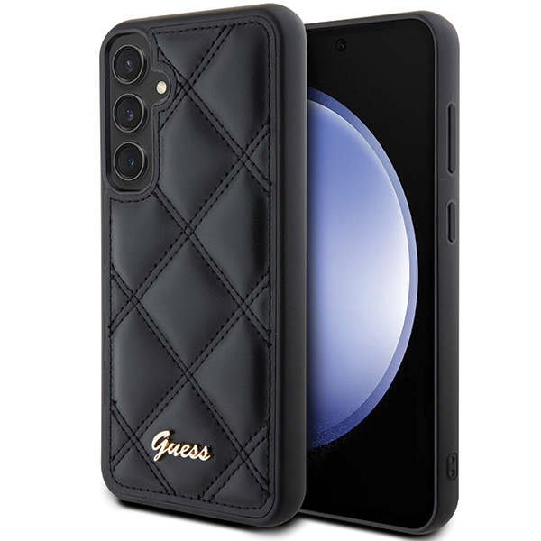 Guess GUHCS23FEPSQSQSK S23 FE S711 juodos spalvos kietas dėklas Quilted Metal Logo aprašymas - Prekės nuotrauka