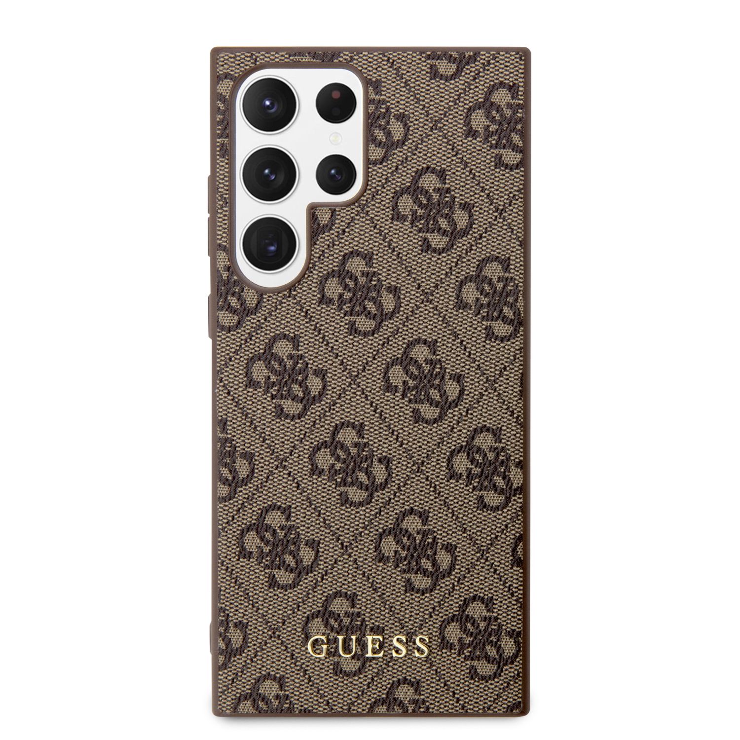 Guess GUHCS23LG4GFBR S23 Ultra S918 rudos spalvos kietas dėklas 4G Metal Gold Logo aprašymas - Prekės nuotrauka