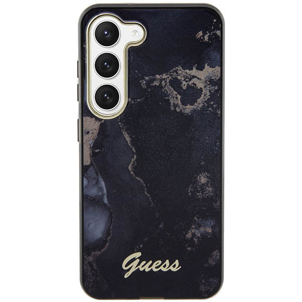 Guess GUHCS23MHTMRSK S23+ S916 juodos spalvos kietas dėklas Golden Marble Collection aprašymas - Prekės nuotrauka