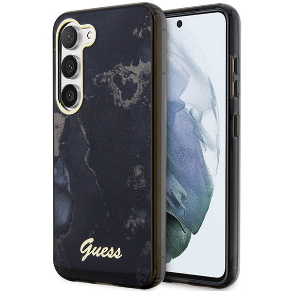 Guess GUHCS23SHTMRSK S23 S911 juodos spalvos kietas dėklas Golden Marble Collection aprašymas - Prekės nuotrauka