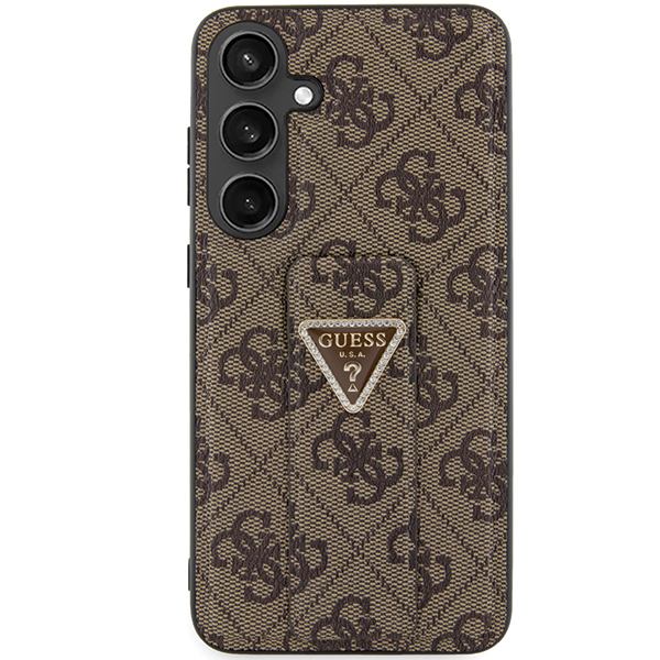 Guess GUHCS24SPGS4TDW S24 S921 rudos spalvos kietas dėklas Grip Stand 4G Triangle Strass aprašymas - Prekės nuotrauka