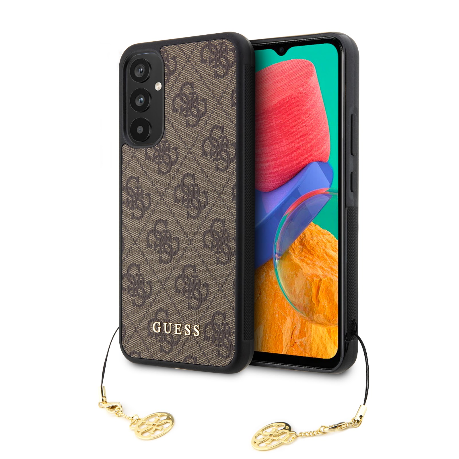 Guess GUHCSA34GF4GBR A34 5G A346 rudos spalvos harddėklas 4G Charms Collection aprašymas - Prekės nuotrauka Guess GUHCSA34GF4GBR A34 5G A346 rudos spalvos harddėklas 4G Charms Collection aprašymas - Prekės nuotrauka
