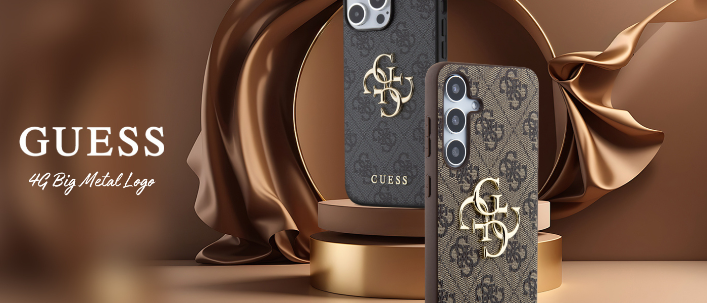 Guess GUHCSA354GMGGR A35 A356 juodos spalvos kietas dėklas 4G Big Metal Logo aprašymas - Prekės nuotrauka
