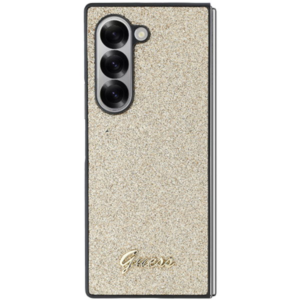Guess GUHCZFD6HGGSHD Z Fold6 F956 auksinis 4G Glitter Script dėklas aprašymas - Prekės nuotrauka