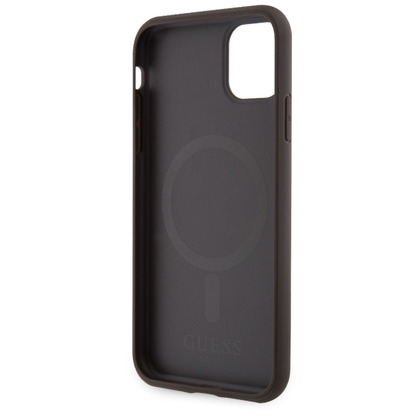 Guess GUHMN61P4RPSW Apple iPhone 11 / Xr rudos spalvos kietas dėklas 4G Printed Stripes MagSafe aprašymas - Prekės nuotrauka