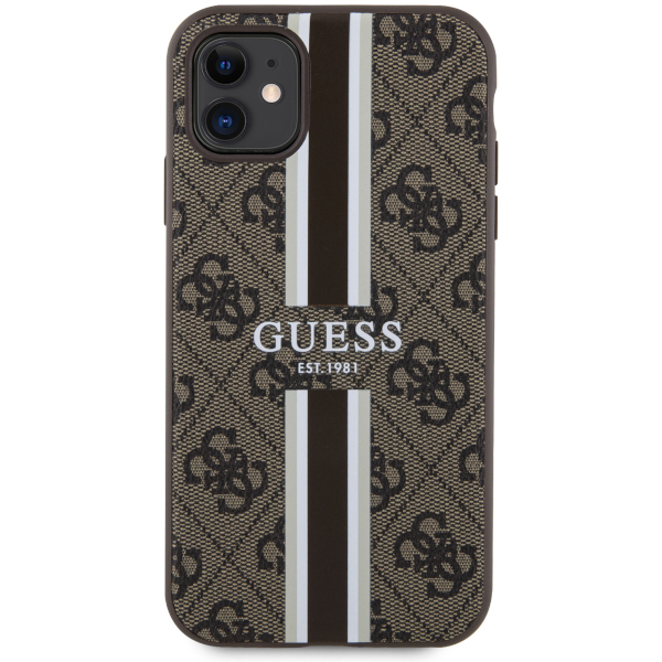 Guess GUHMN61P4RPSW Apple iPhone 11 / Xr rudos spalvos kietas dėklas 4G Printed Stripes MagSafe aprašymas - Prekės nuotrauka Guess GUHMN61P4RPSW Apple iPhone 11 / Xr rudos spalvos kietas dėklas 4G Printed Stripes MagSafe aprašymas - Prekės nuotrauka