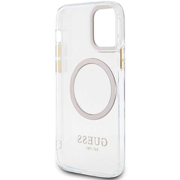 Guess GUHMP12MHTRMD Apple iPhone 12/12 Pro 6.1″ auksinis kietas dėklas Metal Outline Magsafe aprašymas - Prekės nuotrauka