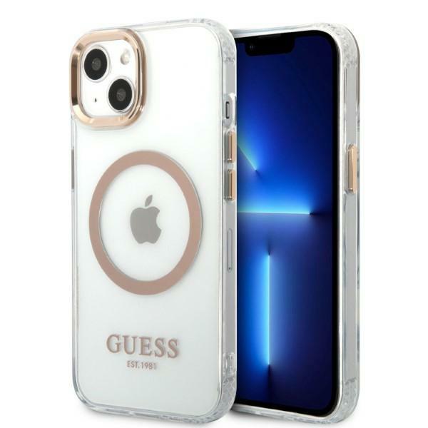 Guess GUHMP13MHTRMD Apple iPhone 13 / 14 / 15 6.1″ auksinis kietas dėklas Metal Outline Magsafe aprašymas - Prekės nuotrauka