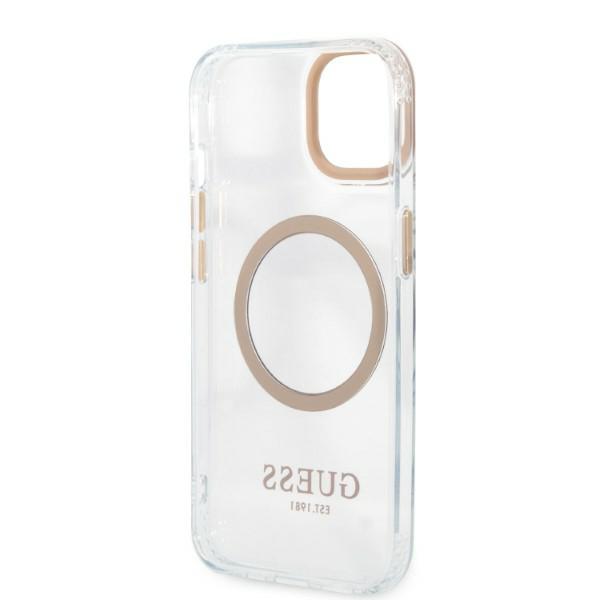 Guess GUHMP13MHTRMD Apple iPhone 13 / 14 / 15 6.1″ auksinis kietas dėklas Metal Outline Magsafe aprašymas - Prekės nuotrauka
