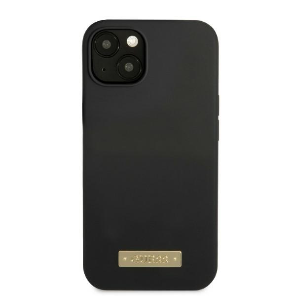 Guess GUHMP13MSPLK iPhone 13 / 14 / 15 6.1″ juodos spalvos kietas dėklas Silicone Logo Plate MagSafe aprašymas - Prekės nuotrauka