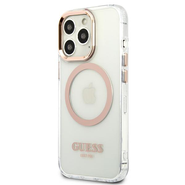 Guess GUHMP13XHTRMD Apple iPhone 13 Pro Max 6,7″ auksinis kietas dėklas Metal Outline Magsafe aprašymas - Prekės nuotrauka