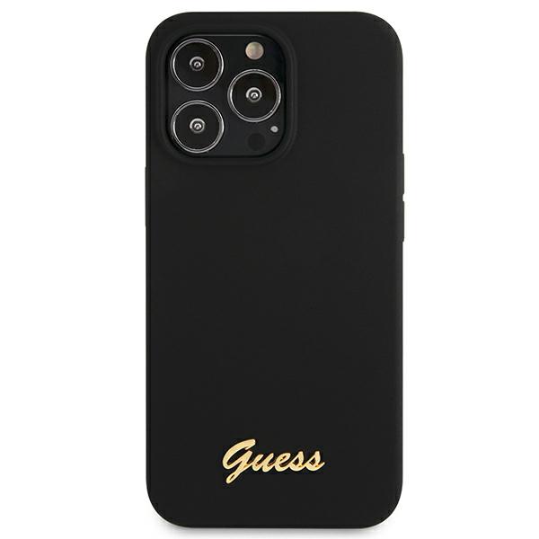 Guess GUHMP13XLSLMGBK Apple iPhone 13 Pro Max 6,7″ juodos spalvos kietas dėklas Silicone Script Gold Logo MagSafe aprašymas - Prekės nuotrauka Guess GUHMP13XLSLMGBK Apple iPhone 13 Pro Max 6,7″ juodos spalvos kietas dėklas Silicone Script Gold Logo MagSafe aprašymas - Prekės nuotrauka