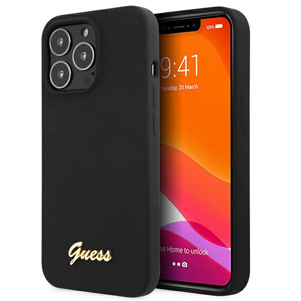 Guess GUHMP13XLSLMGBK Apple iPhone 13 Pro Max 6,7″ juodos spalvos kietas dėklas Silicone Script Gold Logo MagSafe aprašymas - Prekės nuotrauka Guess GUHMP13XLSLMGBK Apple iPhone 13 Pro Max 6,7″ juodos spalvos kietas dėklas Silicone Script Gold Logo MagSafe aprašymas - Prekės nuotrauka