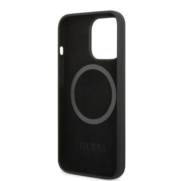 Guess GUHMP13XSPLK iPhone 13 Pro Max 6,7″ juodos spalvos kietas dėklas Silicone Logo Plate MagSafe aprašymas - Prekės nuotrauka