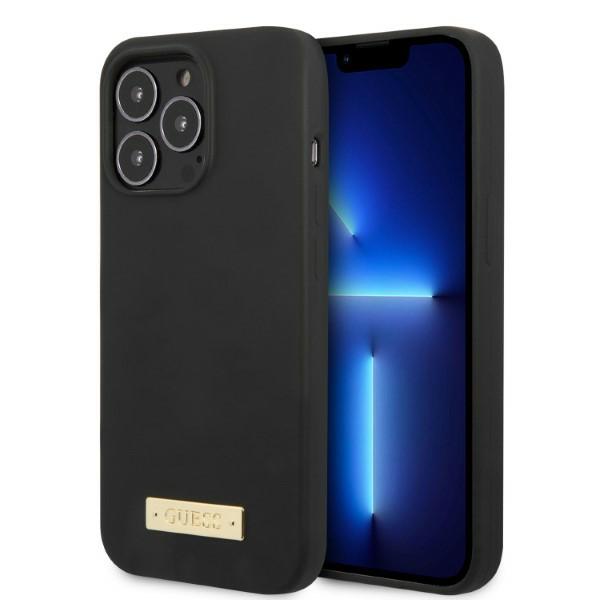 Guess GUHMP13XSPLK iPhone 13 Pro Max 6,7″ juodos spalvos kietas dėklas Silicone Logo Plate MagSafe aprašymas - Prekės nuotrauka