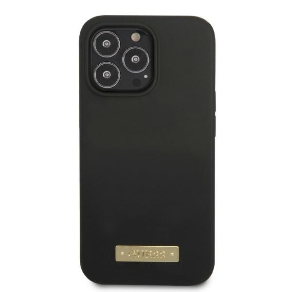 Guess GUHMP13XSPLK iPhone 13 Pro Max 6,7″ juodos spalvos kietas dėklas Silicone Logo Plate MagSafe aprašymas - Prekės nuotrauka