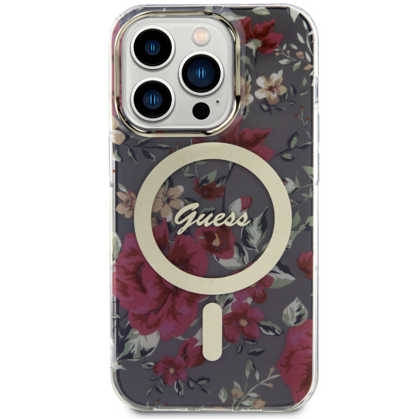 Guess GUHMP14LHCFWSA iPhone 14 Pro 6.1″ chaki spalvos kietas dėklas Flower MagSafe aprašymas - Prekės nuotrauka