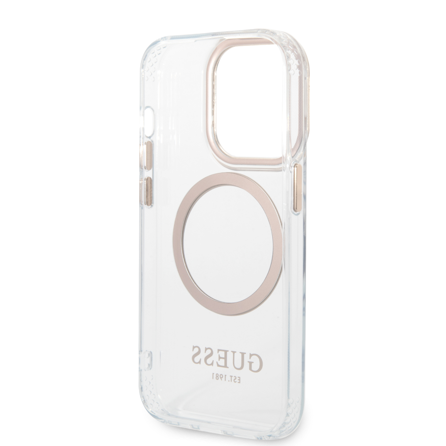 Guess GUHMP14LHTRMD iPhone 14 Pro 6,1″ auksinis kietas dėklas Metal Outline Magsafe aprašymas - Prekės nuotrauka