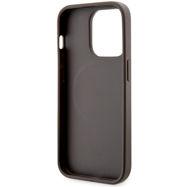 Guess GUHMP14LP4RPSW iPhone 14 Pro 6.1″ rudos spalvos kietas dėklas 4G Printed Stripes MagSafe aprašymas - Prekės nuotrauka