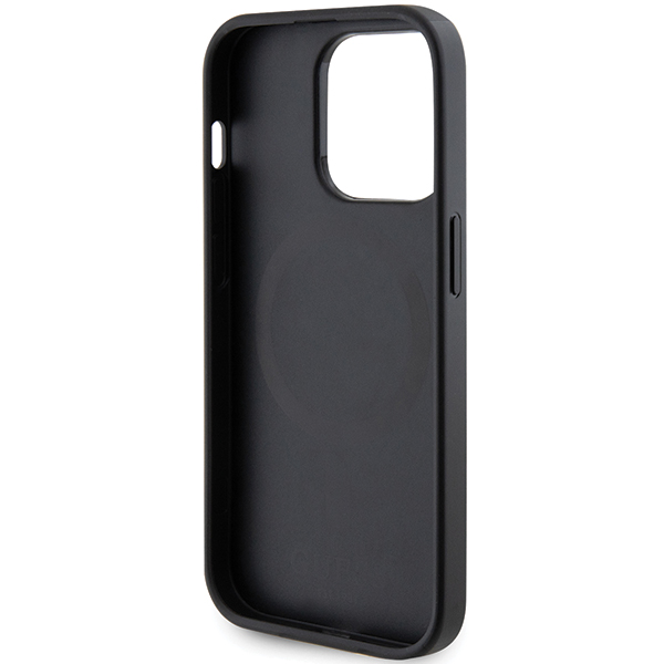 Guess GUHMP14LPSAHMCK iPhone 14 Pro 6.1″ juodos spalvos kietas dėklas Saffiano MagSafe aprašymas - Prekės nuotrauka