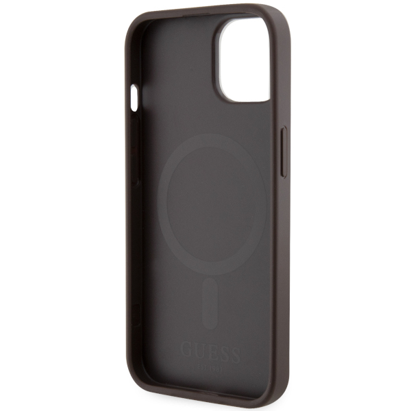 Guess GUHMP14MHGCFSEW Apple iPhone 14 Plus / 15 Plus 6.7″ rudos spalvos kietas dėklas GCube Stripes MagSafe aprašymas - Prekės nuotrauka