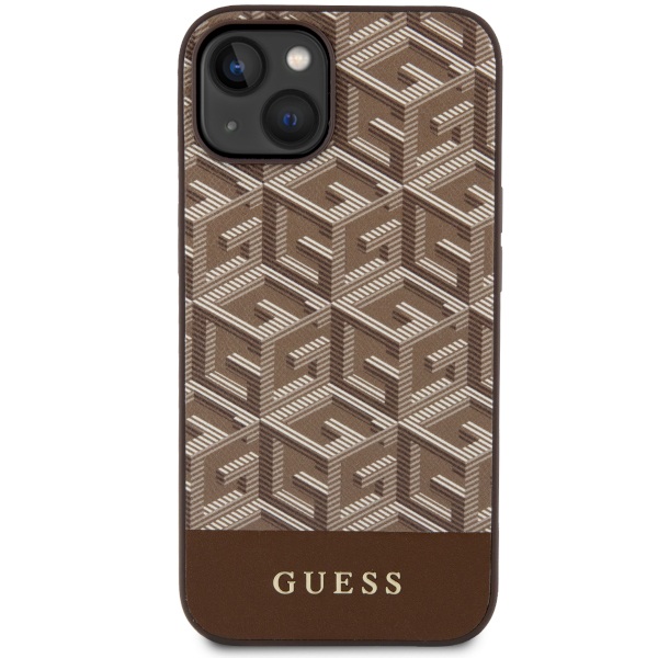 Guess GUHMP14MHGCFSEW Apple iPhone 14 Plus / 15 Plus 6.7″ rudos spalvos kietas dėklas GCube Stripes MagSafe aprašymas - Prekės nuotrauka