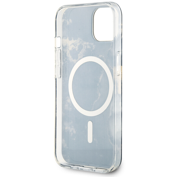 Guess GUHMP14SHTMRSK Apple iPhone 14 / 15 / 136.1″ juodos spalvos kietas dėklas Golden Marble MagSafe aprašymas - Prekės nuotrauka