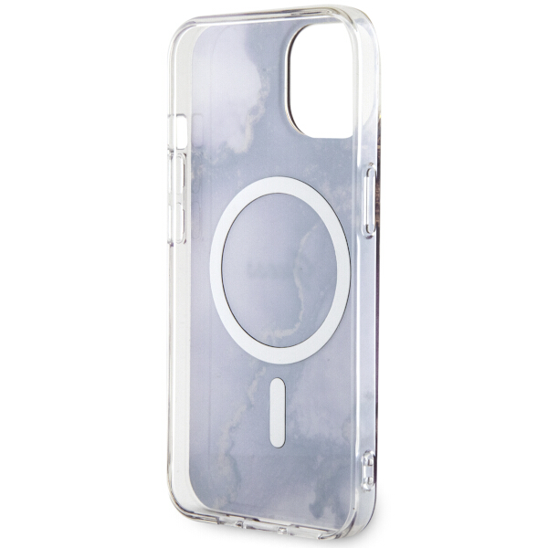 Guess GUHMP14SHTMRSU Apple iPhone 14 / 15 / 13 6.1″ violetinės spalvos kietas dėklas Golden Marble MagSafe aprašymas - Prekės nuotrauka