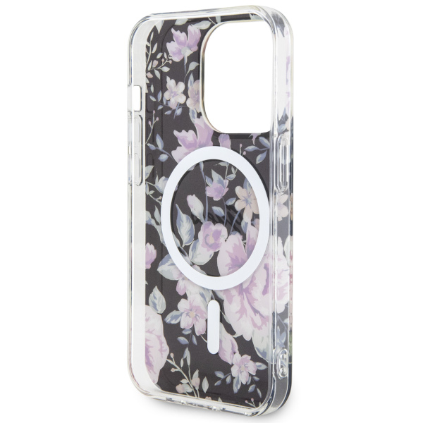 Guess GUHMP14XHCFWSK Apple iPhone 14 Pro Max 6.7″ juodos spalvos kietas dėklas Flower MagSafe aprašymas - Prekės nuotrauka
