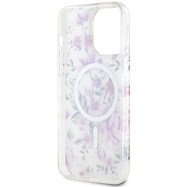 Guess GUHMP14XHCFWST Apple iPhone 14 Pro Max 6.7″ skaidrus kietas dėklas Flower MagSafe aprašymas - Prekės nuotrauka