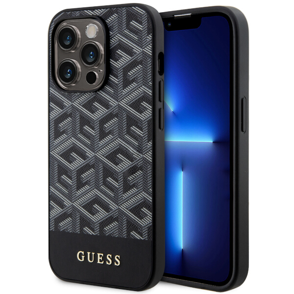 Guess GUHMP14XHGCFSEK Apple iPhone 14 Pro Max 6.7″ juodos spalvos kietas dėklas GCube Stripes MagSafe aprašymas - Prekės nuotrauka