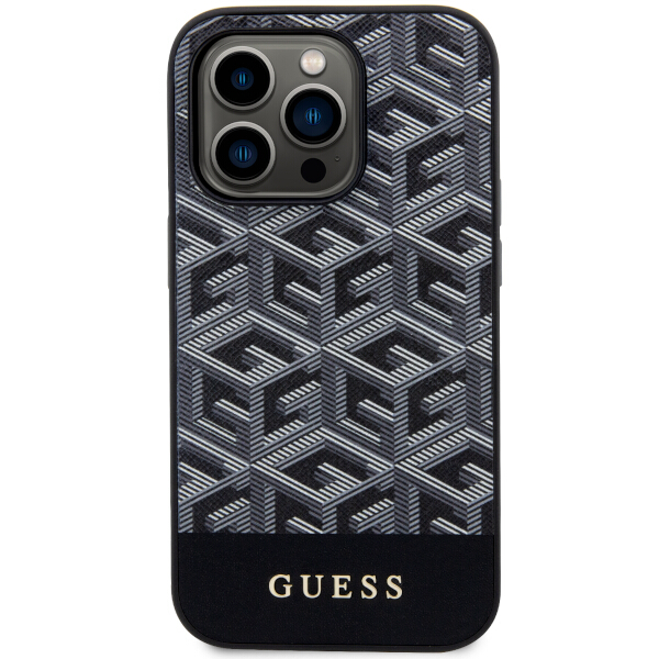 Guess GUHMP14XHGCFSEK Apple iPhone 14 Pro Max 6.7″ juodos spalvos kietas dėklas GCube Stripes MagSafe aprašymas - Prekės nuotrauka