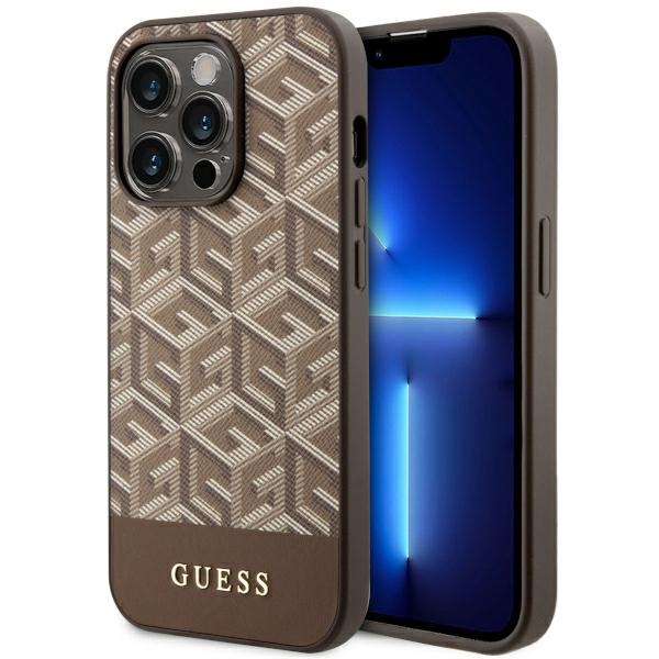 Guess GUHMP14XHGCFSEW iPhone 14 Pro Max 6.7″ rudos spalvos kietas dėklas GCube Stripes MagSafe aprašymas - Prekės nuotrauka