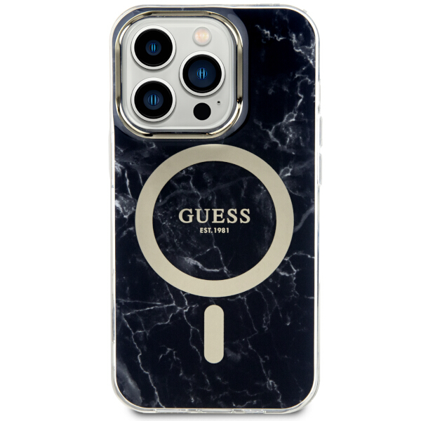Guess GUHMP14XPCUMAK Apple iPhone 14 Pro Max 6.7″ juodos spalvos kietas dėklas Marble MagSafe aprašymas - Prekės nuotrauka
