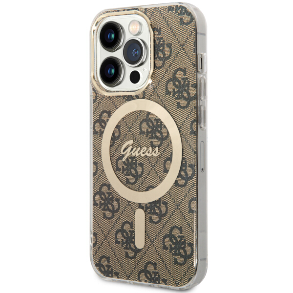 Guess GUHMP15LH4STW iPhone 15 Pro 6.1″ rudos spalvos kietas dėklas IML 4G MagSafe aprašymas - Prekės nuotrauka