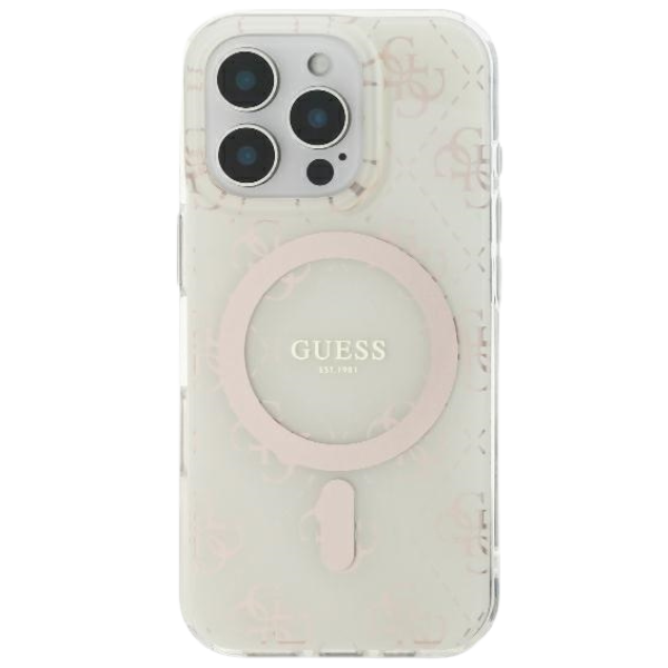 Guess GUHMP16LH4DTEH Apple iPhone 16 Pro 6.3″ baltos spalvos kietas dėklas IML 4G Background MagSafe aprašymas - Prekės nuotrauka